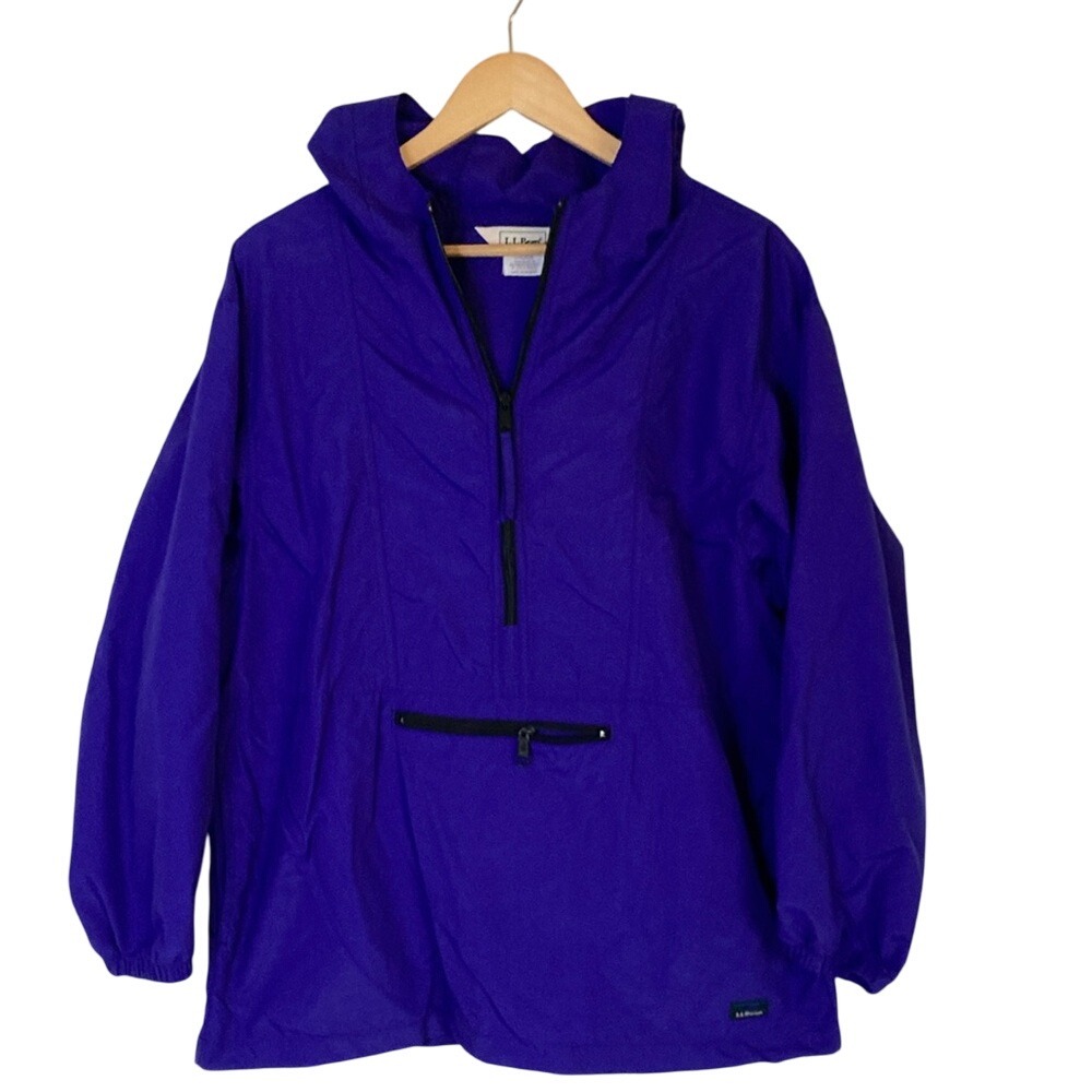 L.L. Bean Kids Purple Nylon Pullover Windbreaker Shell Size XL Outdoors Hooded‎